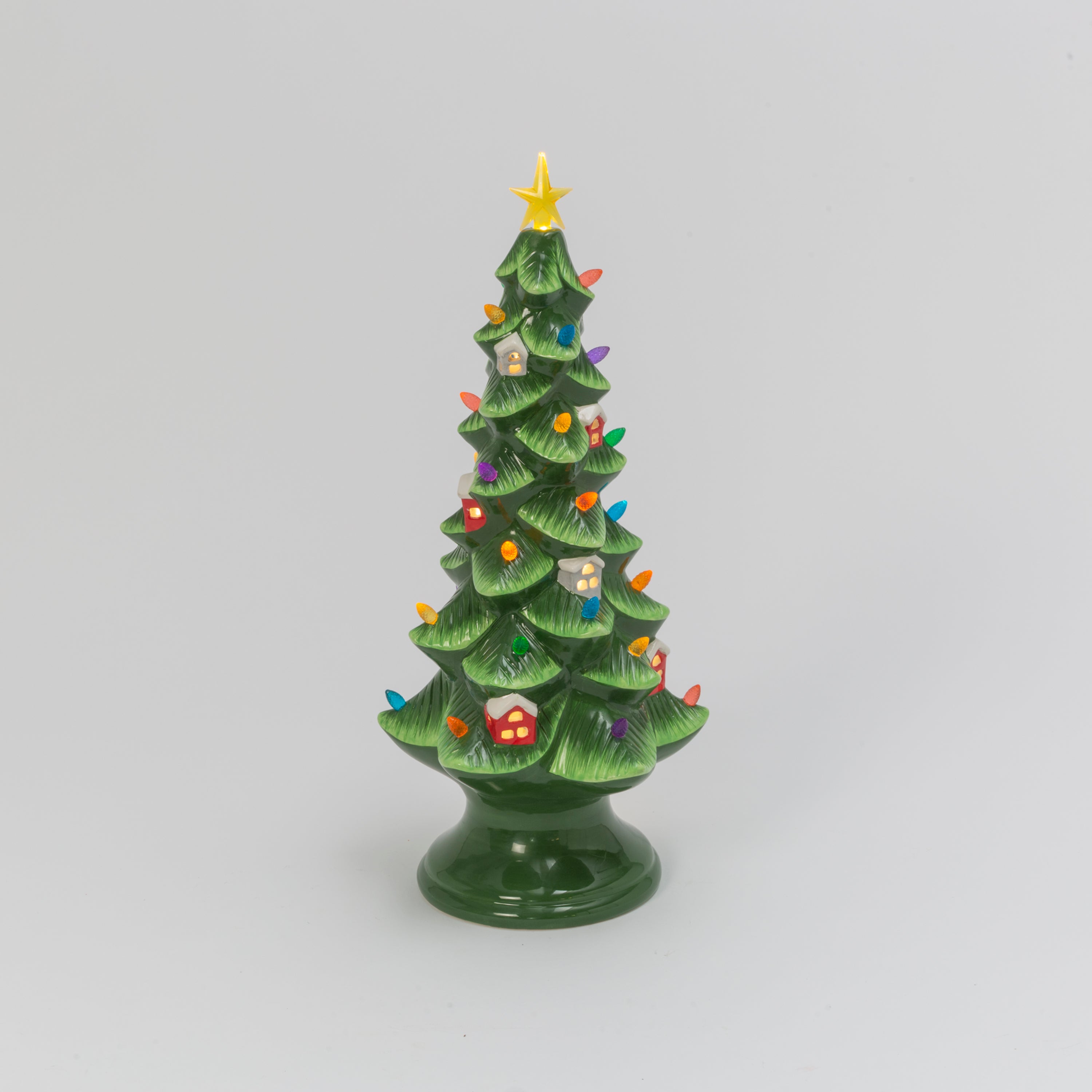 Welcoming 18.7 in H Battery Operated Lighted Ceramic Christmas Tree 2598040EC